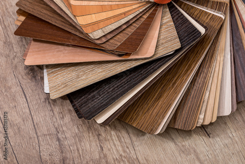 Fotografie, Obraz many thin wooden samples for interior design