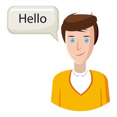 Poster - Male translator icon. Cartoon illustration of male translator vector icon for web design