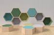 Hexagonal living room sofa for a child,3D rendering