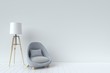 Sofa and lamp on empty white wall background modern,3D rendering