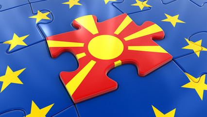 Poster - Macedonia flag Jigsaw as part of EU 