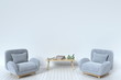 Within the have fabric sofa with pillows and book on a white background wall ,3D rendering