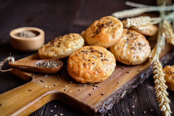 Wall Mural - Baked crackling cookies sprinkled with cumin