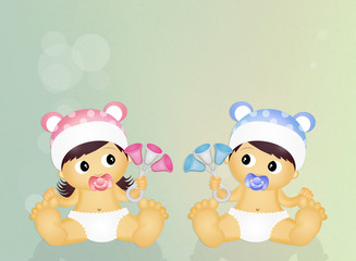 Poster - cute illustration of babies