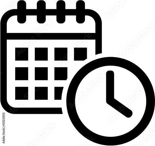 Calendar Icon With Clock Meeting Stock Vector Adobe Stock