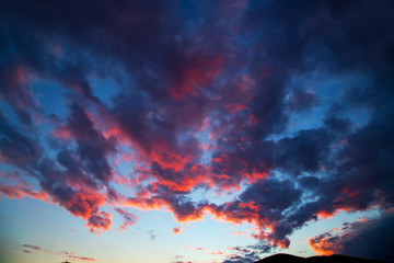 Wall Mural - sunset sunrise clouds on sky, nature landscape background