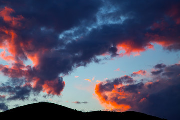 Wall Mural - sunset sunrise clouds on sky, nature landscape background