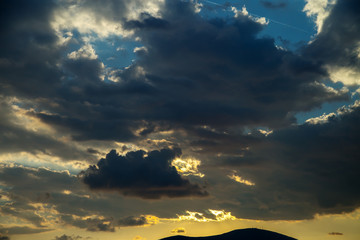 Wall Mural - sunset sunrise clouds on sky, nature landscape background