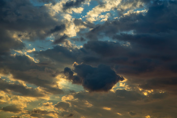 Wall Mural - sunset sunrise clouds on sky, nature landscape background