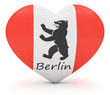 Love Berlin: Bear City Flag Heart, 3d illustration isolated on white background