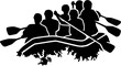 Rafting group silhouette
