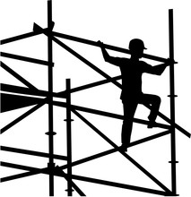 Scaffolder On The Frame Silhouette