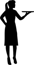 Waitress With Plate Silhouette