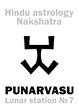 Astrology Alphabet: Hindu nakshatra PUNARVASU (Lunar station No.7). Hieroglyphics character sign (single symbol).