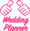Wedding planner with thumbs. T-Shirt design.