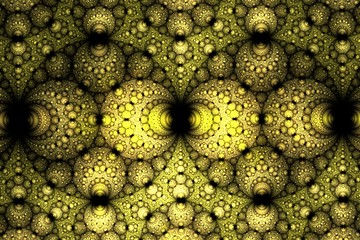 Aufkleber - abstract yellow spherical fractal computer generated image