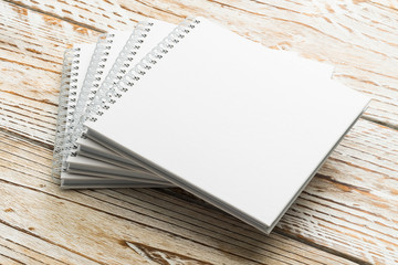 Canvas Print - Blank book mock up on wooden background