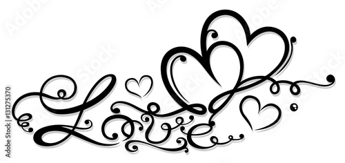 valentinstag schriftzug liebe mit zwei herzen two hearts