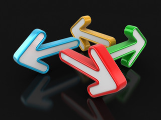 Poster - 3d image of arrows in different directions. Image with clipping path