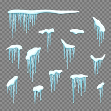 Set Of Snow Borders With Icicles