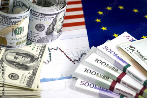 Concept Of Currency Exchange Trading Roll Hundred Us Dollar Roll Of Hundred Us Dollar Bills Piles Euro Currency Exchange Chart 200 100 Ans European Community Flags