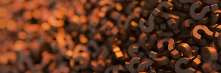 Poster - infinite chocolate question marks, 3d rendering