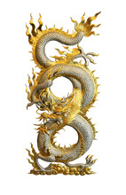 Silver Golden Dragon Isolated On White Background Clipping Path