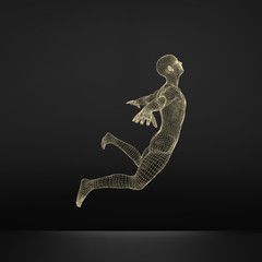 Wall Mural - hovering in air. man floating in the air. 3d model of man.
