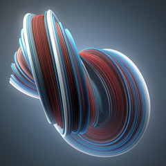 Leinwandbilder - Red and blue colored twisted shape. Computer generated abstract geometric 3D render illustration