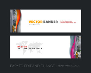 Wall Mural - Vector set of modern horizontal website banners with soft waves,