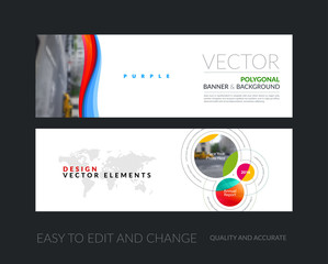 Wall Mural - Vector set of modern horizontal website banners with soft waves,