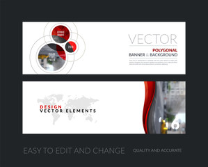 Wall Mural - Vector set of modern horizontal website banners with soft waves,