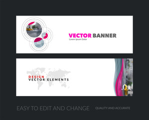 Wall Mural - Vector set of modern horizontal website banners with soft waves,