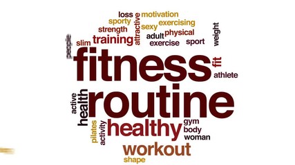 Sticker - Fitness routine animated word cloud.