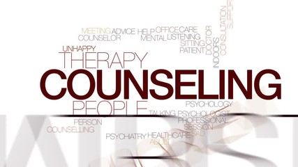 Wall Mural - Counseling animated word cloud. Kinetic typography.