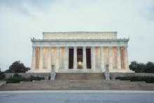 Lincoln Memorial At Dawn On Overcast Day During Spring