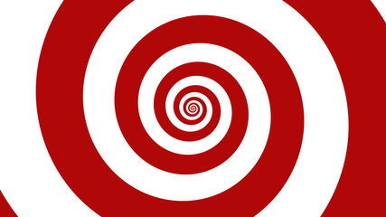 Sticker - Carnival red & White spiral Optical illusion illustration, abstract background graphics asset, Hypnotising whirlpool effect