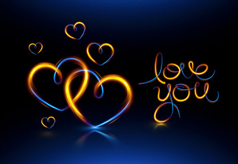 glow heart on backdrop. shine valentine shape.