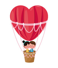 Canvas Print - couple in love heart airballoon valentine day vector illustration eps 10