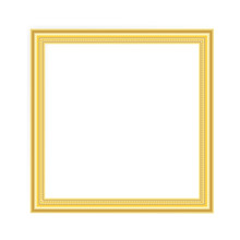 Gold Picture Frame Vector On White Background