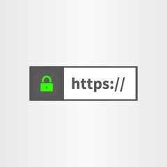 Fototapete - Browser window with secure online connection icon  and http text