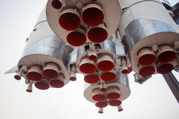 Wall Mural - detail of space rocket engine. part of the rocket, close-up, science and technology