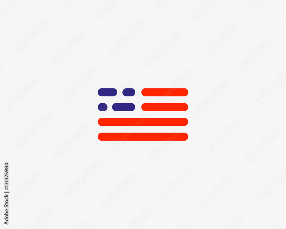 Code american flag logo design. USA patriot tech vector logotype ...