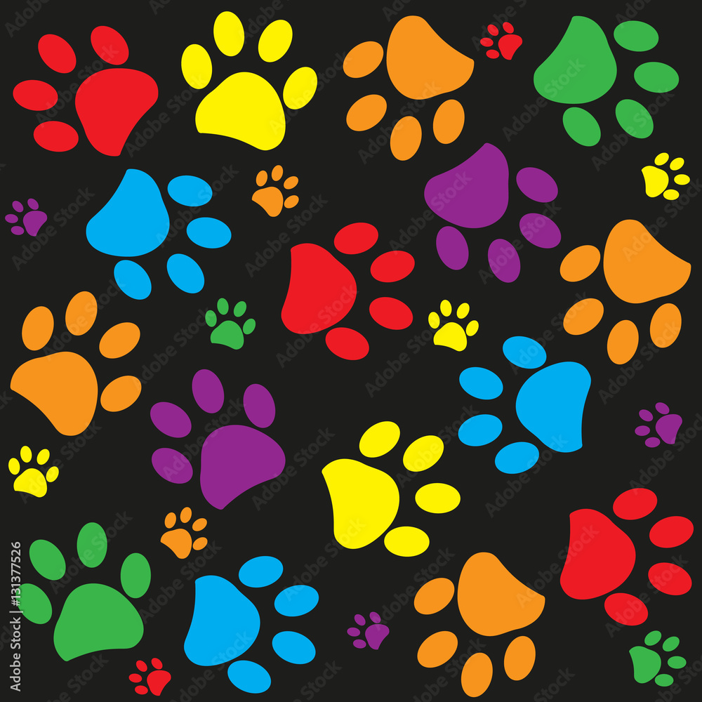 Colorful Paw print pattern 