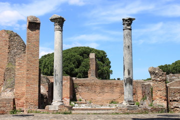 Wall Mural - Ruins of a temple in Ostia Antica. Rome, Italy