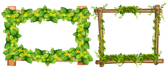 Wall Mural - two frames design with leaves