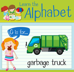 Wall Mural - Flashcard letter G is for garbage truck