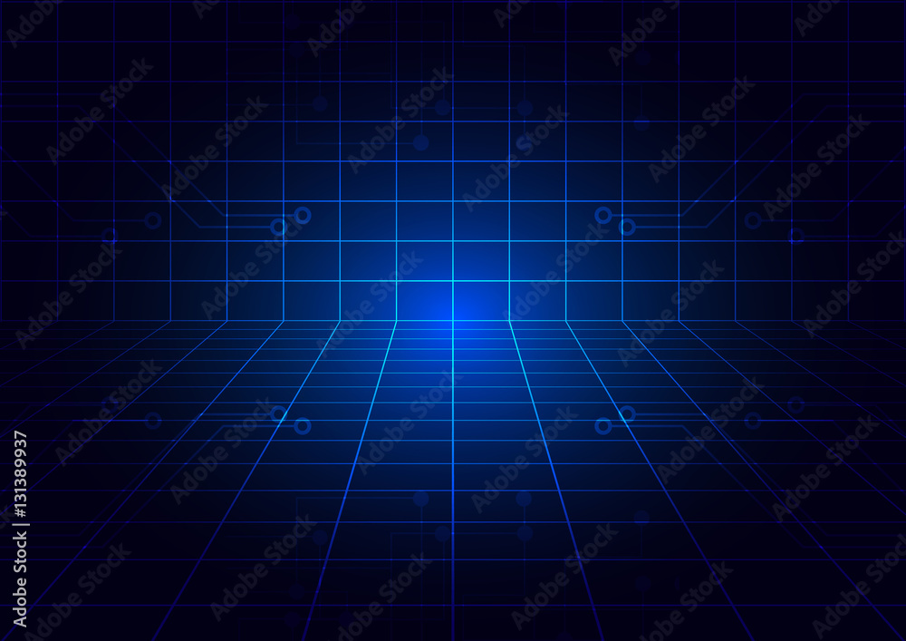 Vector Abstract futuristic circuit and grid digital technology c Stock ...