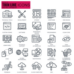 Poster - Thin line web design and development icons