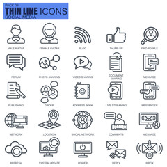 Leinwandbilder - Thin line internet marketing and social network icons